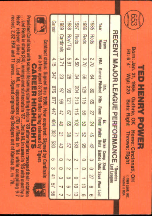 1990 Donruss Baseball "Main Set" Cards #481 to #716 - Picture 329 of 493