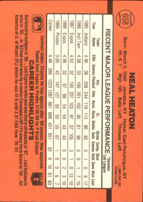 1990 Donruss Baseball "Main Set" Cards #481 to #716 - Picture 341 of 493