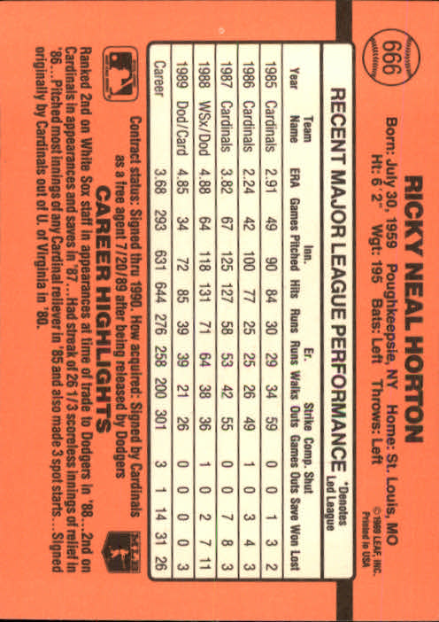 1990 Donruss Baseball "Main Set" Cards #481 to #716 - Picture 367 of 493