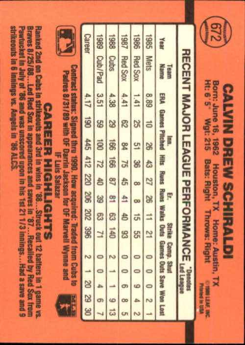 1990 Donruss Baseball "Main Set" Cards #481 to #716 - Picture 379 of 493