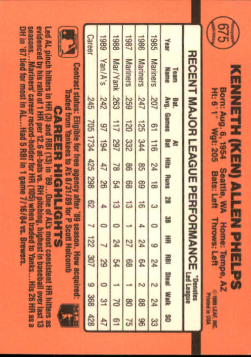1990 Donruss Baseball "Main Set" Cards #481 to #716 - Picture 387 of 493