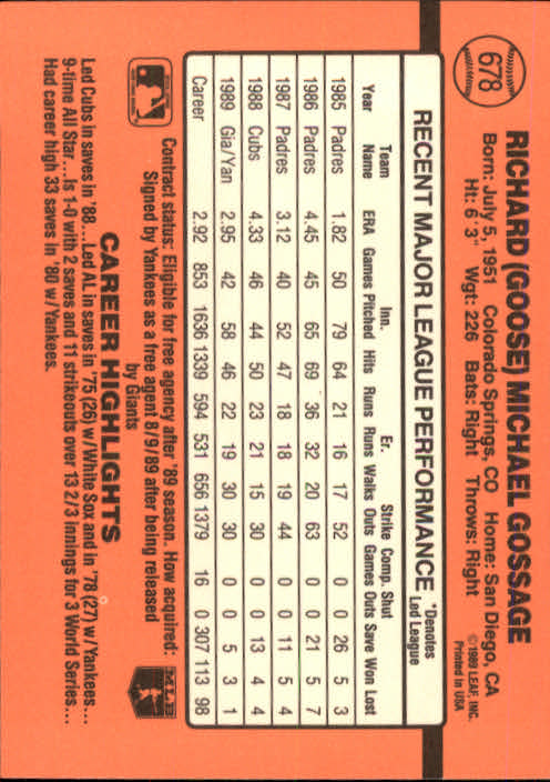 1990 Donruss Baseball "Main Set" Cards #481 to #716 - Picture 395 of 493