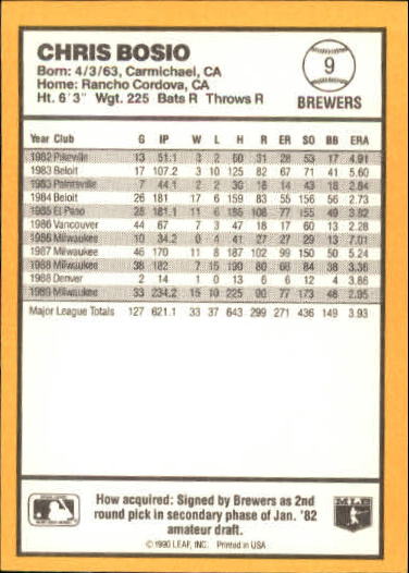 thumbnail 7  - 1990 Donruss Best AL Baseball Card Pick
