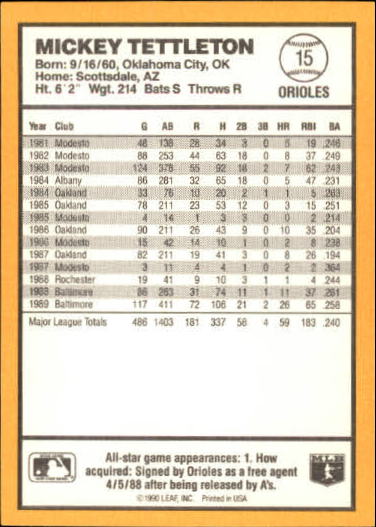 thumbnail 27  - 1990 Donruss Best AL Baseball #1-144 - Your Choice GOTBASEBALLCARDS
