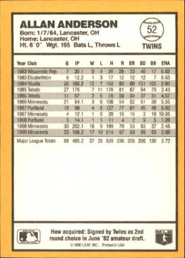 thumbnail 85  - 1990 Donruss Best AL Baseball #1-144 - Your Choice GOTBASEBALLCARDS