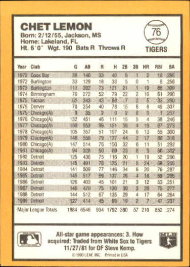 thumbnail 125  - 1990 Donruss Best AL Baseball #1-144 - Your Choice GOTBASEBALLCARDS