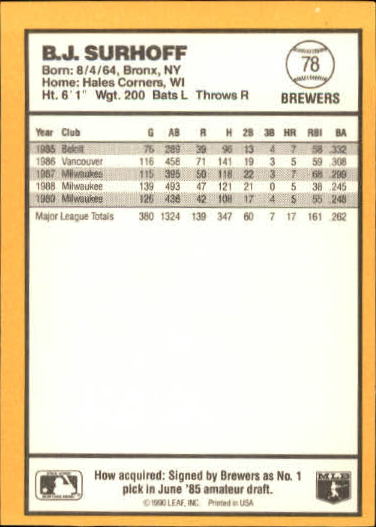 thumbnail 57  - 1990 Donruss Best AL Baseball Card Pick