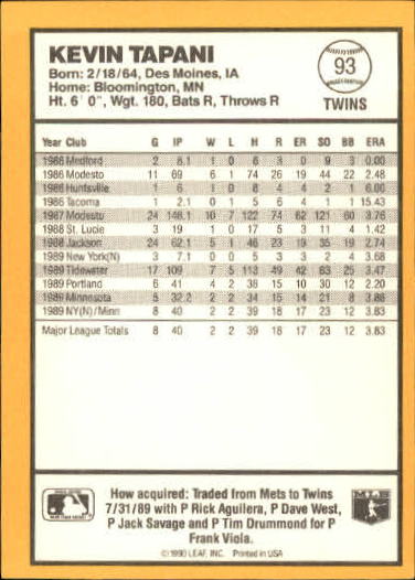 thumbnail 151  - 1990 Donruss Best AL Baseball #1-144 - Your Choice GOTBASEBALLCARDS
