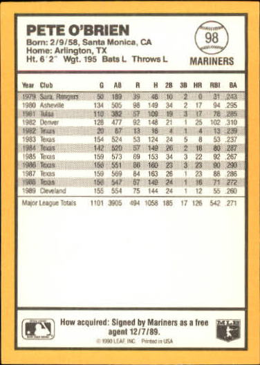 thumbnail 161  - 1990 Donruss Best AL Baseball #1-144 - Your Choice GOTBASEBALLCARDS