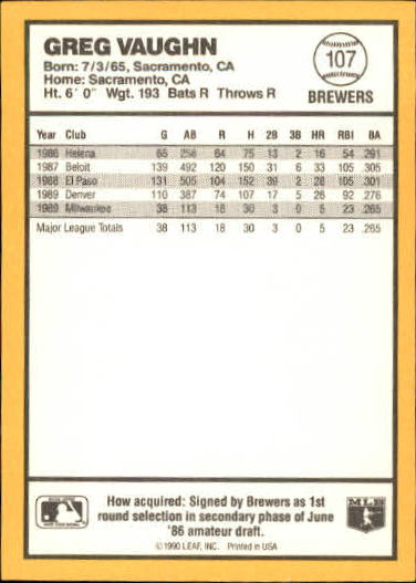 thumbnail 177  - 1990 Donruss Best AL Baseball #1-144 - Your Choice GOTBASEBALLCARDS