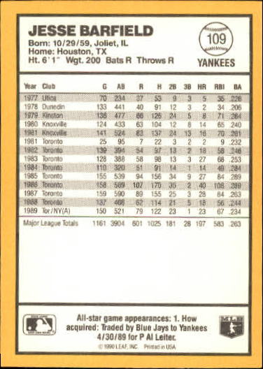 thumbnail 181  - 1990 Donruss Best AL Baseball #1-144 - Your Choice GOTBASEBALLCARDS