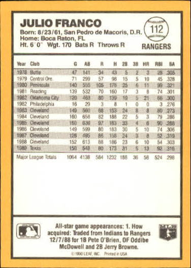 thumbnail 185  - 1990 Donruss Best AL Baseball #1-144 - Your Choice GOTBASEBALLCARDS