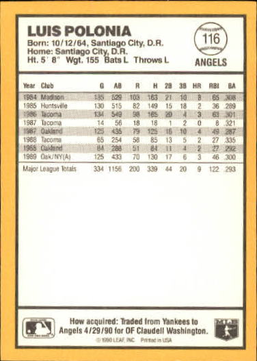 thumbnail 91  - 1990 Donruss Best AL Baseball Card Pick