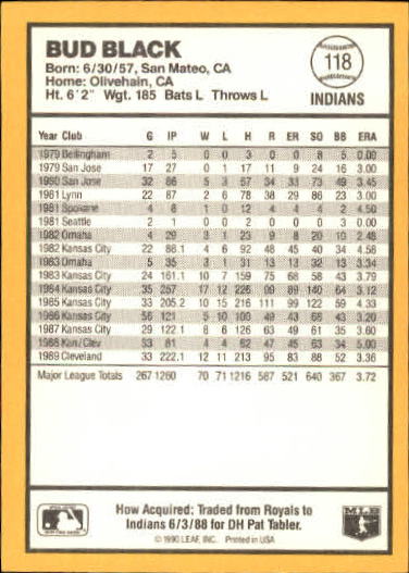 thumbnail 95  - 1990 Donruss Best AL Baseball Card Pick