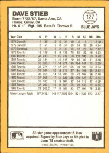 thumbnail 209  - 1990 Donruss Best AL Baseball #1-144 - Your Choice GOTBASEBALLCARDS