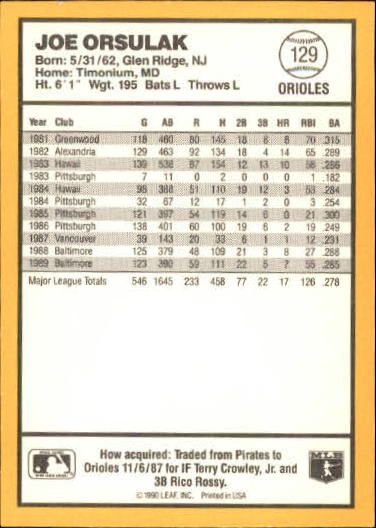 thumbnail 213  - 1990 Donruss Best AL Baseball #1-144 - Your Choice GOTBASEBALLCARDS