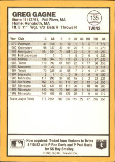 thumbnail 223  - 1990 Donruss Best AL Baseball #1-144 - Your Choice GOTBASEBALLCARDS