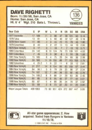 thumbnail 107  - 1990 Donruss Best AL Baseball Card Pick