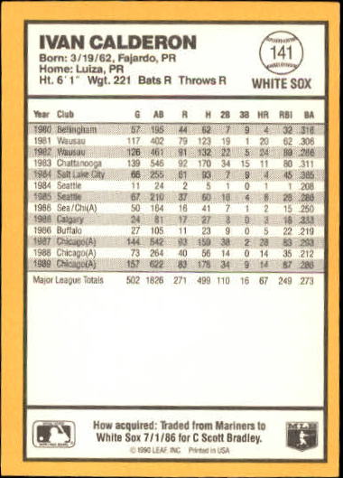 thumbnail 111  - 1990 Donruss Best AL Baseball Card Pick