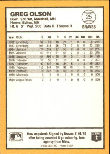 thumbnail 25  - 1990 Donruss Best NL Baseball #1-144 - Your Choice GOTBASEBALLCARDS