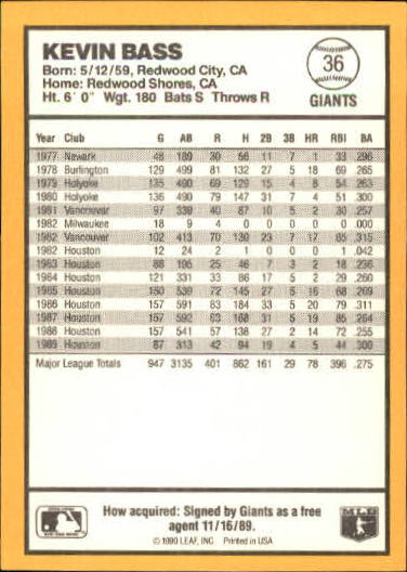 thumbnail 31  - 1990 Donruss Best NL Baseball #1-144 - Your Choice GOTBASEBALLCARDS