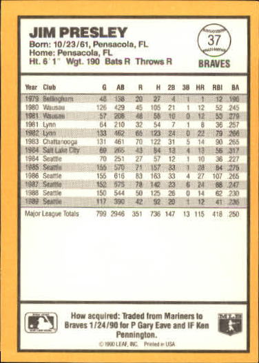thumbnail 33  - 1990 Donruss Best NL Baseball #1-144 - Your Choice GOTBASEBALLCARDS