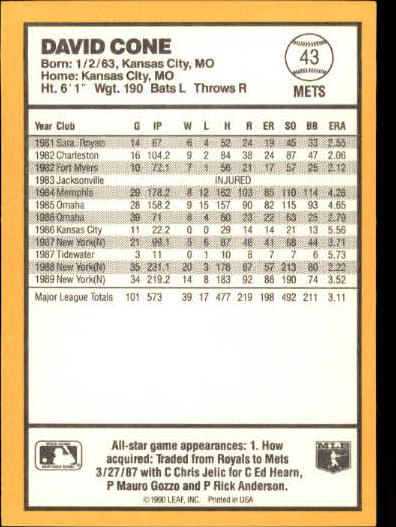 thumbnail 39  - 1990 Donruss Best NL Baseball #1-144 - Your Choice GOTBASEBALLCARDS