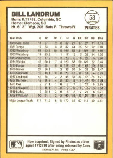 thumbnail 59  - 1990 Donruss Best NL Baseball #1-144 - Your Choice GOTBASEBALLCARDS