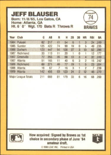 thumbnail 71  - 1990 Donruss Best NL Baseball #1-144 - Your Choice GOTBASEBALLCARDS