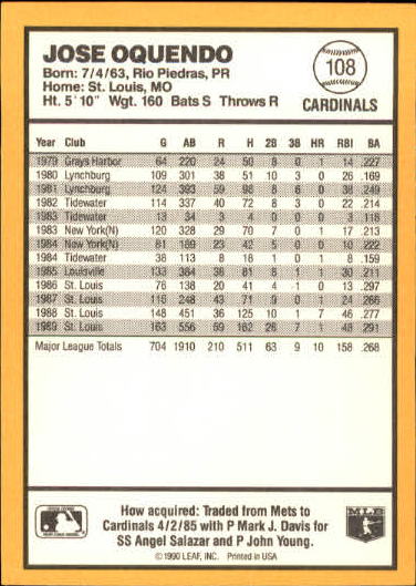 thumbnail 103  - 1990 Donruss Best NL Baseball #1-144 - Your Choice GOTBASEBALLCARDS