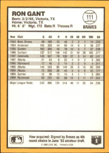 thumbnail 109  - 1990 Donruss Best NL Baseball #1-144 - Your Choice GOTBASEBALLCARDS