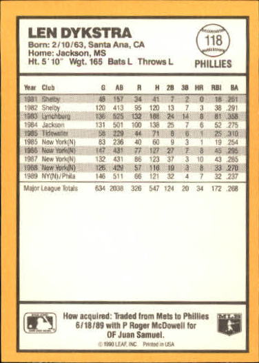 thumbnail 119  - 1990 Donruss Best NL Baseball #1-144 - Your Choice GOTBASEBALLCARDS