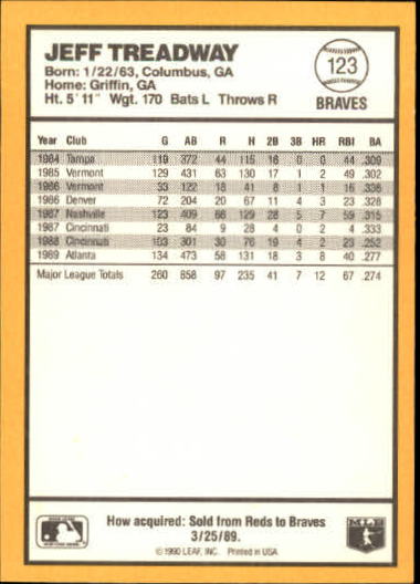 thumbnail 123  - 1990 Donruss Best NL Baseball #1-144 - Your Choice GOTBASEBALLCARDS