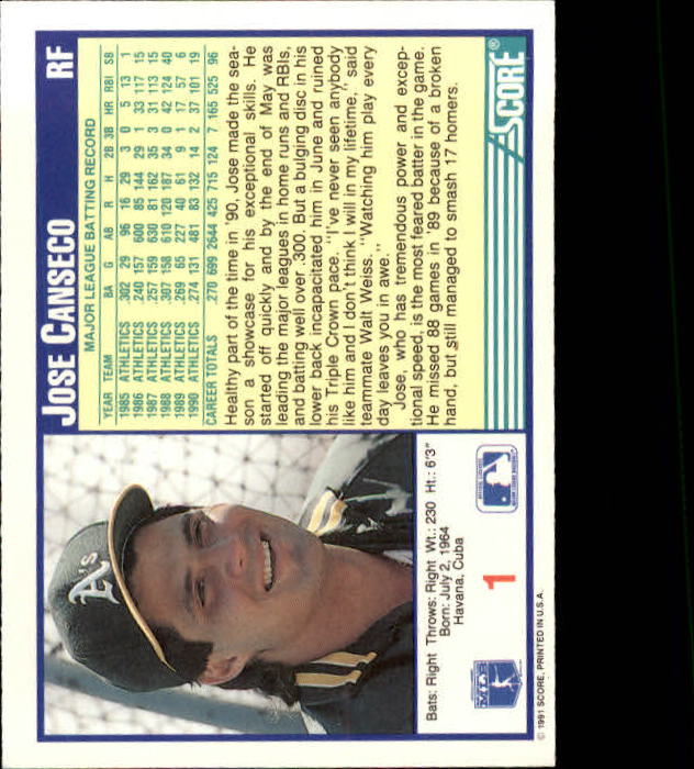 1991 Score Baseball Card Pick 1-249