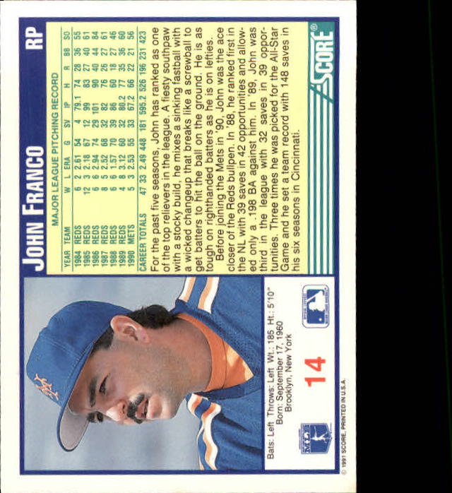 1991 Score Baseball Card Pick 1-249