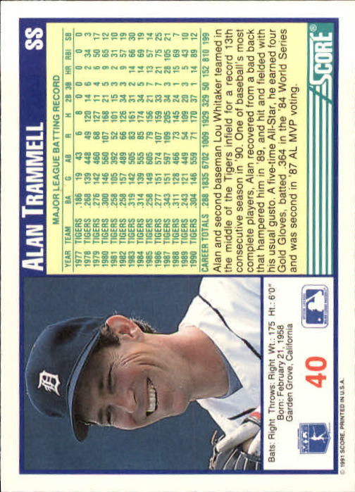 1991 Score Baseball Card Pick 1-249