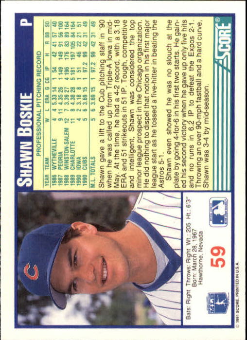 1991 Score Baseball Card Pick 1-249