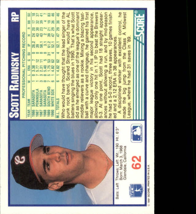 1991 Score Baseball Card Pick 1-249