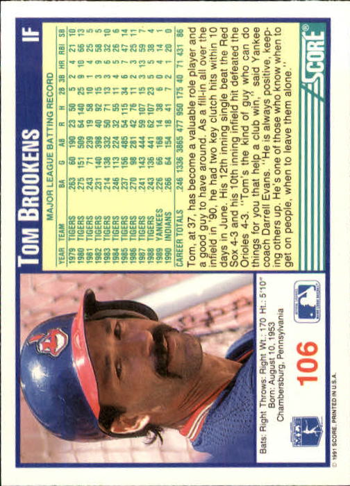 1991 Score Baseball Card Pick 1-249 - Picture 211 of 497
