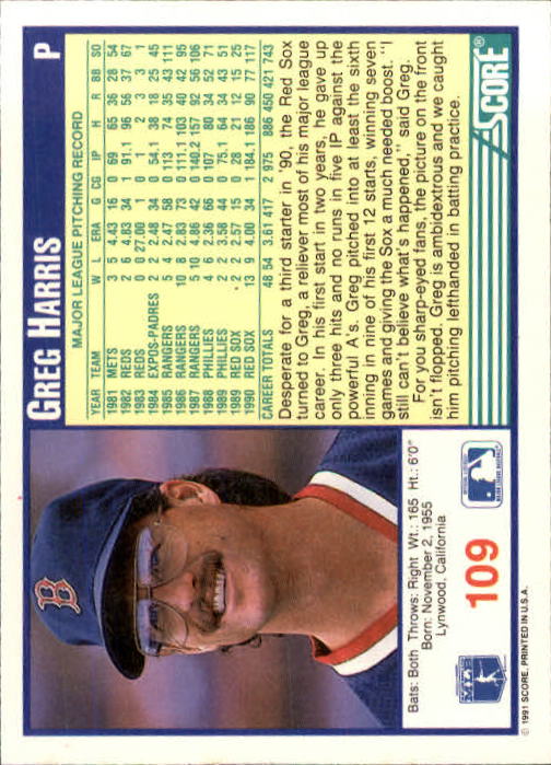 1991 Score Baseball Card Pick 1-249 - Picture 217 of 497