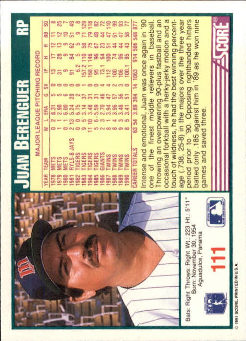 1991 Score Baseball Card Pick 1-249 - Picture 221 of 497