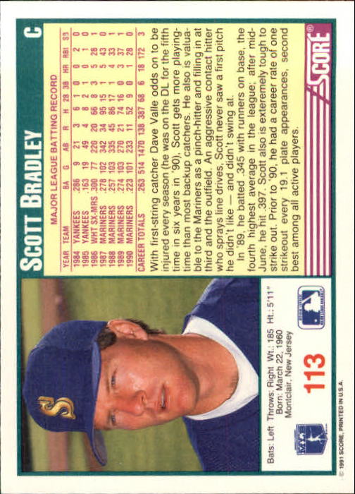 1991 Score Baseball Card Pick 1-249 - Picture 225 of 497