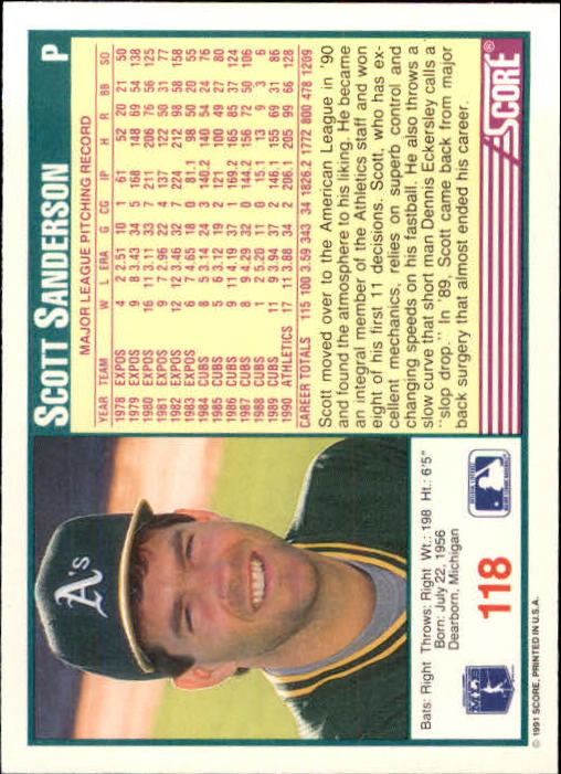 1991 Score Baseball Card Pick 1-249 - Picture 235 of 497