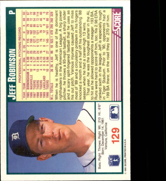 1991 Score Baseball Card Pick 1-249 - Picture 257 of 497