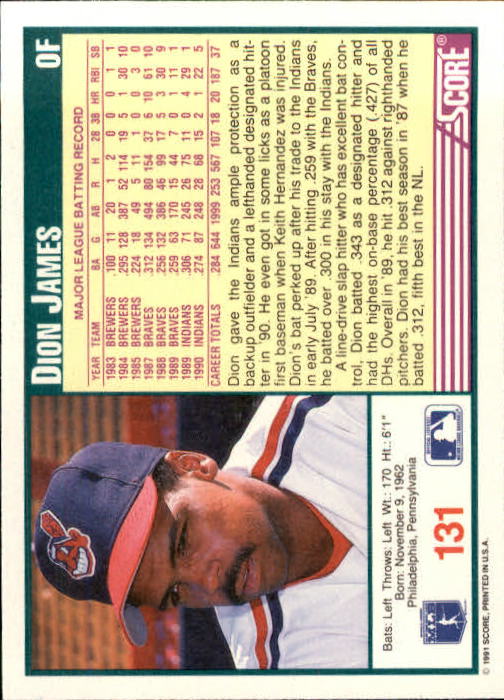 1991 Score Baseball Card Pick 1-249 - Picture 261 of 497