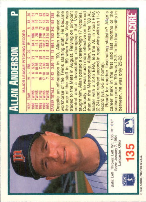 1991 Score Baseball Card Pick 1-249 - Picture 269 of 497