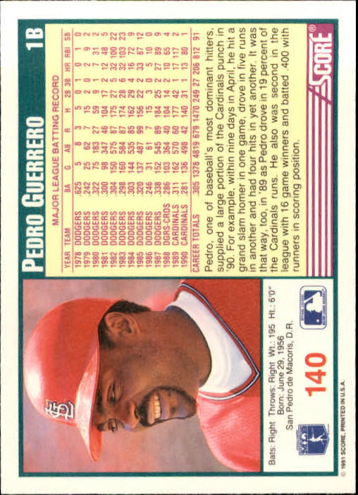 1991 Score Baseball Card Pick 1-249 - Picture 279 of 497