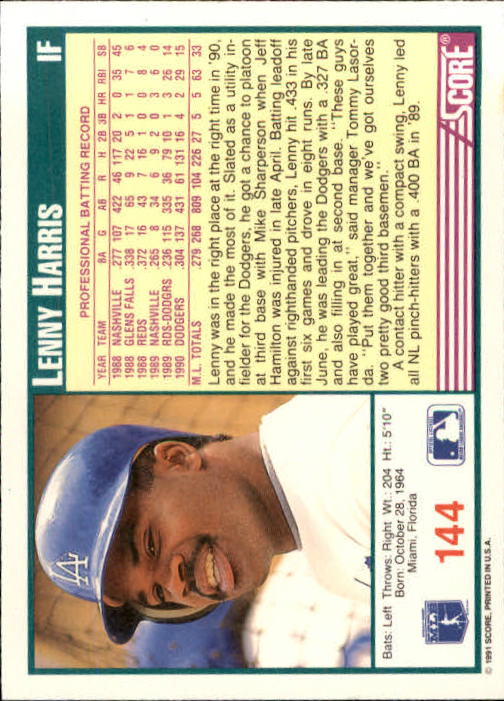 1991 Score Baseball Card Pick 1-249 - Picture 287 of 497
