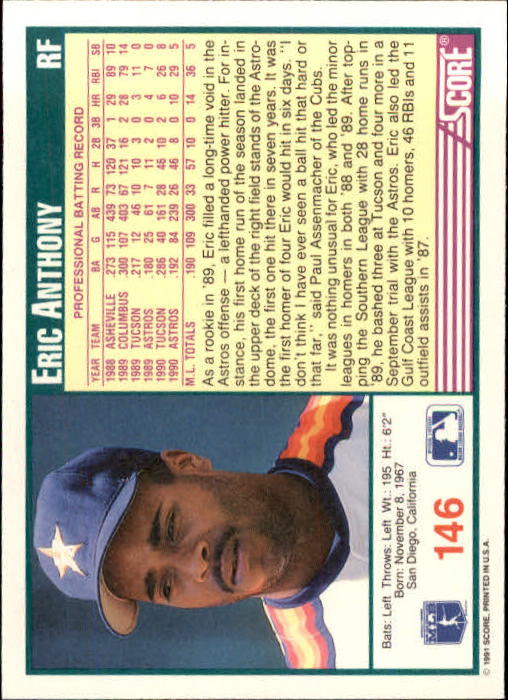 1991 Score Baseball Card Pick 1-249 - Picture 291 of 497