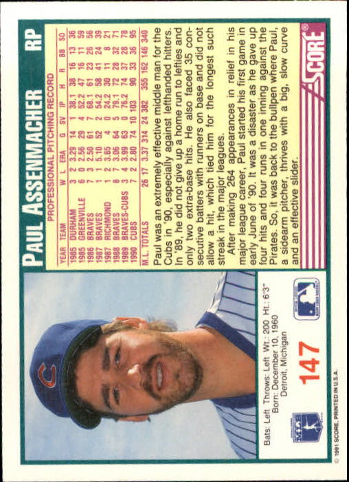 1991 Score Baseball Card Pick 1-249 - Picture 293 of 497
